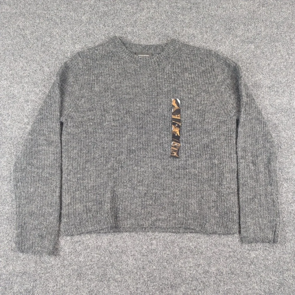 Banana Republic Mens M Gray Alpaca Wool Blend Fuzzy Crewneck Sweater 508998-01-1